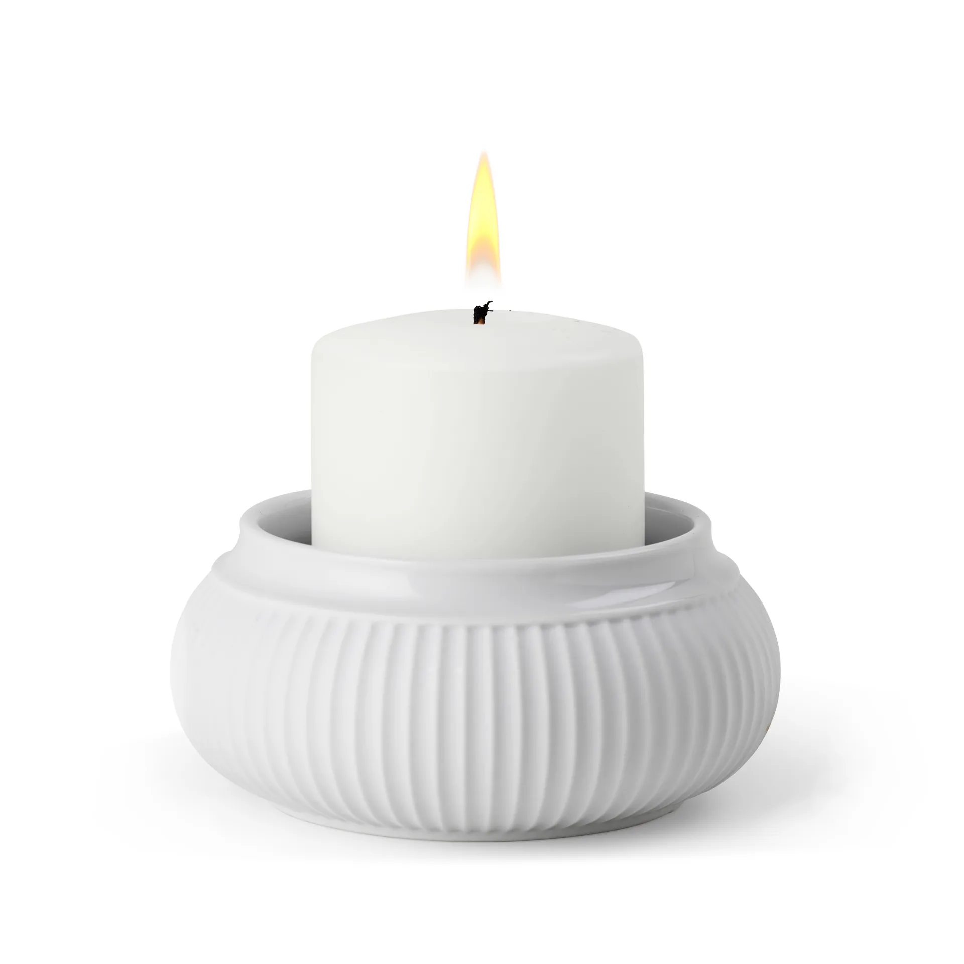 Curve fyrfadsstage Ø6,5 cm, Hvid Lyngby Porcelæn