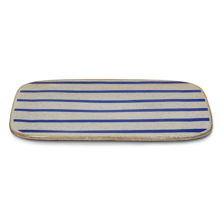 DAN-ILD stribet serveringsfad 27x27 cm, Blå Lyngby Porcelæn