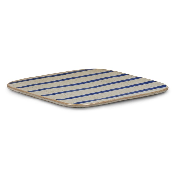 DAN-ILD stribet serveringsfad 27x27 cm, Blå Lyngby Porcelæn