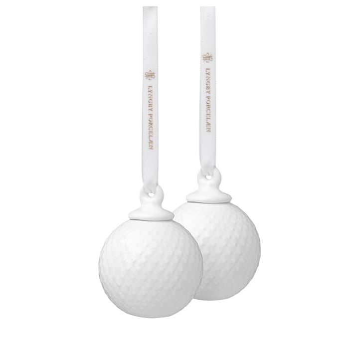 Rhombe dekorationskugle Ø5 cm 2-pak, Hvid Lyngby Porcelæn