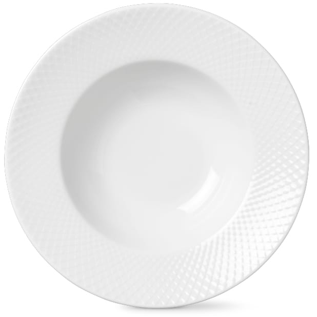 Rhombe dyb tallerken hvid - Ø 24,5 cm - Lyngby Porcelæn