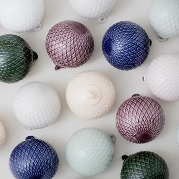 Rhombe julekugle Ø7 cm - Rød - Lyngby Porcelæn