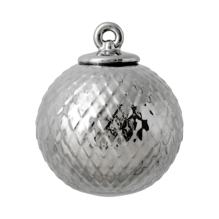 Rhombe julekugle Ø7 cm, Sølv Lyngby Porcelæn