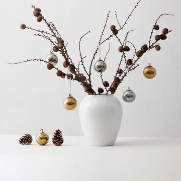 Rhombe julekugle Ø7 cm - Sølv - Lyngby Porcelæn