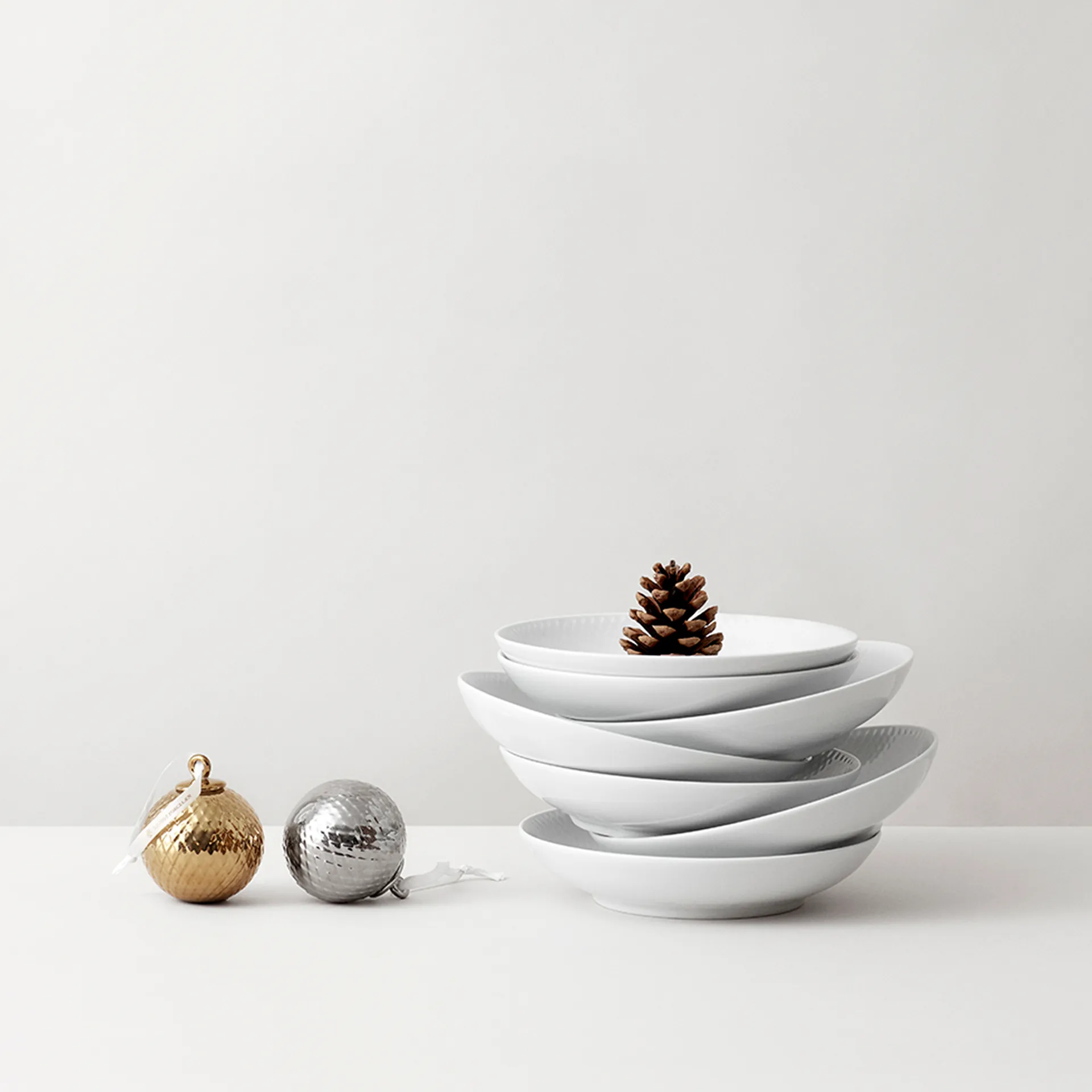 Rhombe julekugle Ø7 cm, Sølv Lyngby Porcelæn