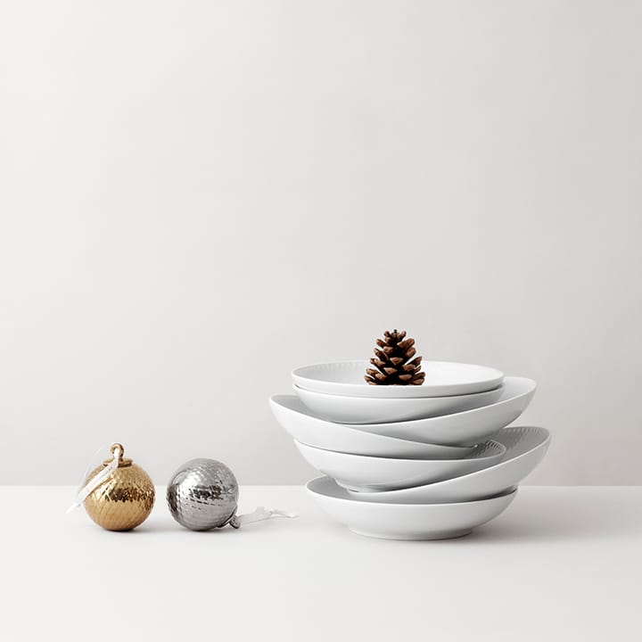 Rhombe julekugle Ø7 cm, Sølv Lyngby Porcelæn