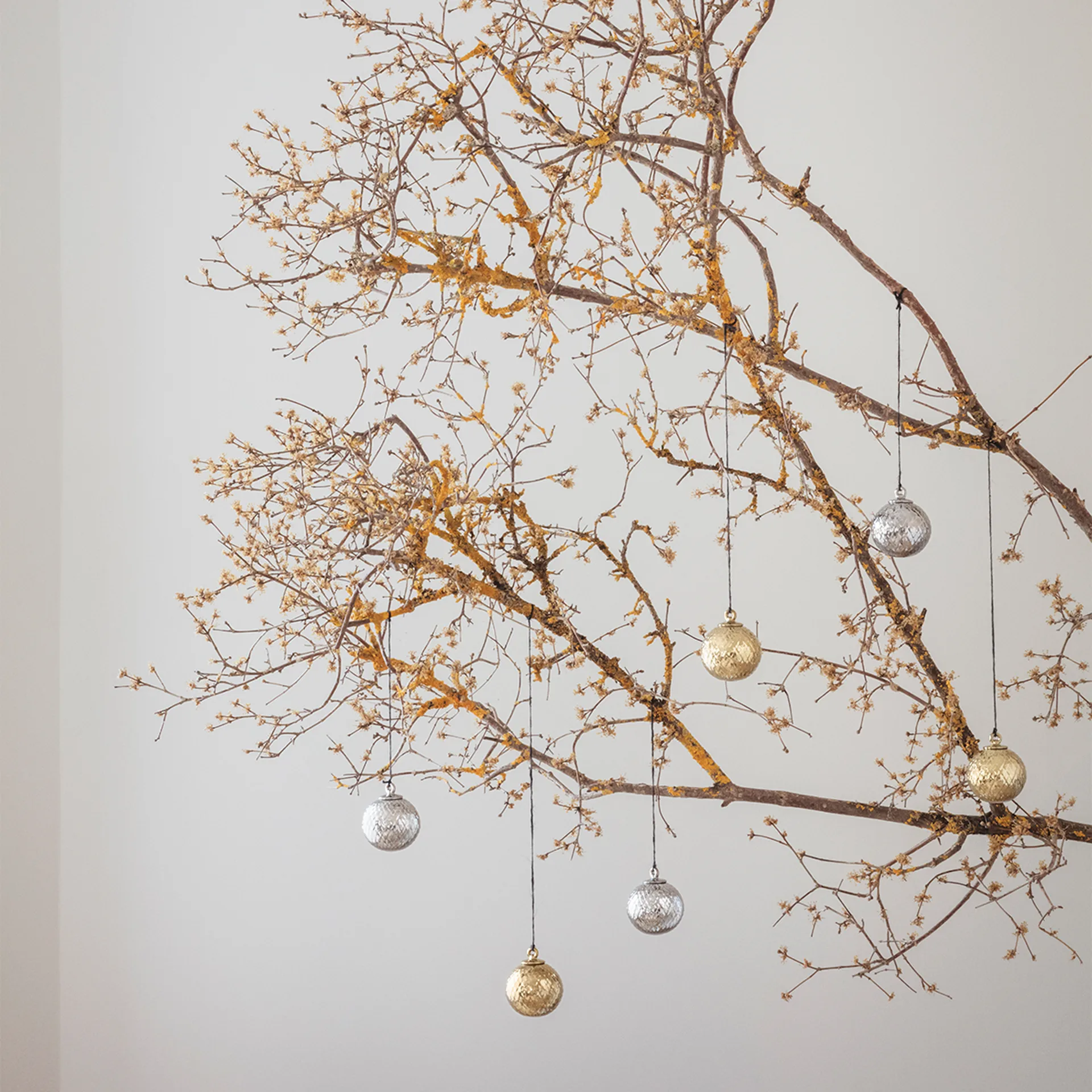 Rhombe julekugle Ø7 cm, Sølv Lyngby Porcelæn