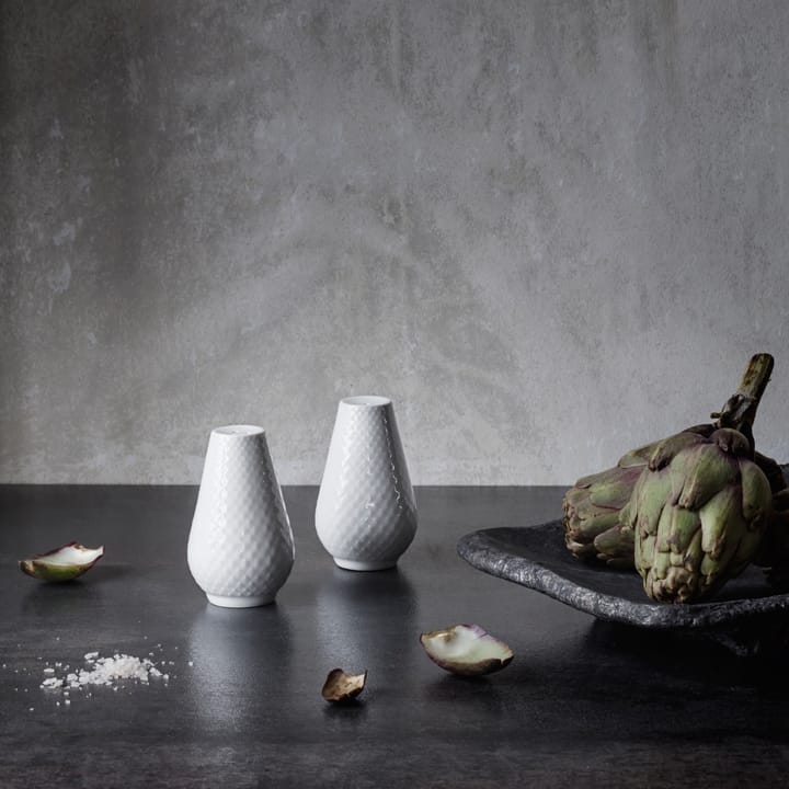 Rhombe salt & pebersæt, Hvid Lyngby Porcelæn