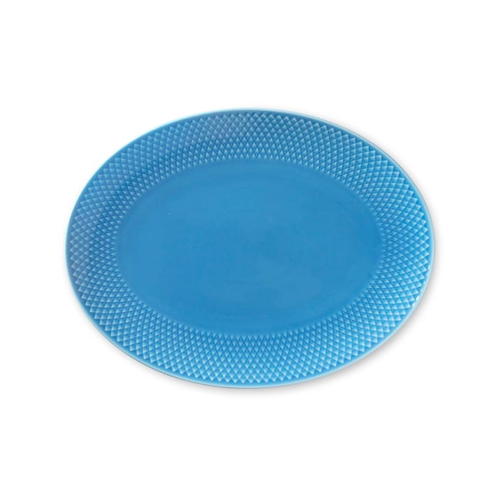 Rhombe serveringsfad ovalt 21,5x28,5 cm - Blå - Lyngby Porcelæn
