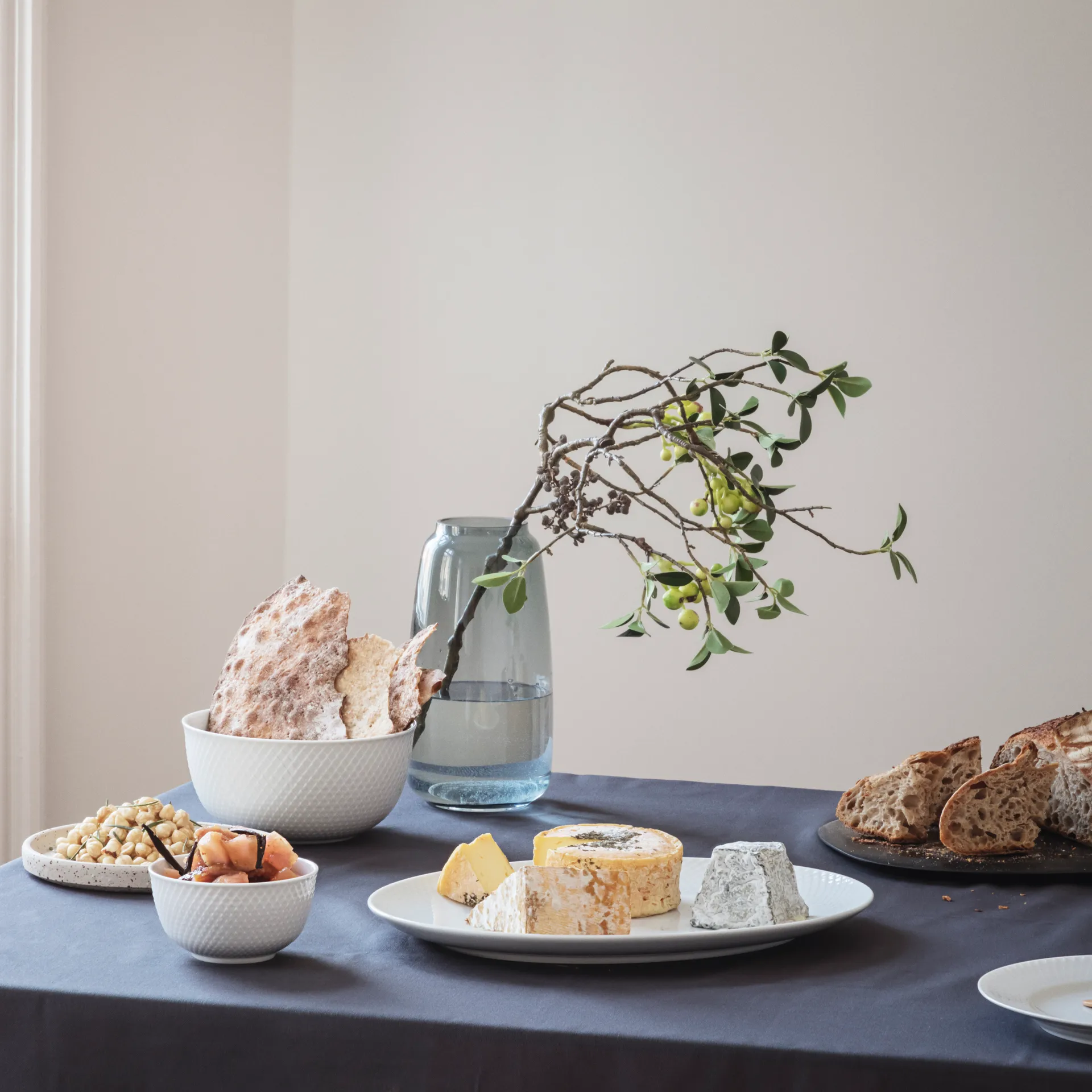 Rhombe serveringsskål Ø17,5 cm, hvid Lyngby Porcelæn