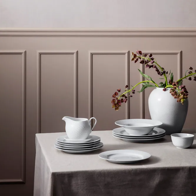 Rhombe tallerken hvid, Ø 23 cm Lyngby Porcelæn