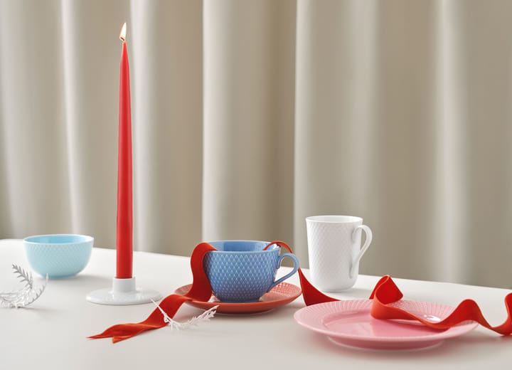 Rhombe tekop med underkop, Blå/Terracotta Lyngby Porcelæn