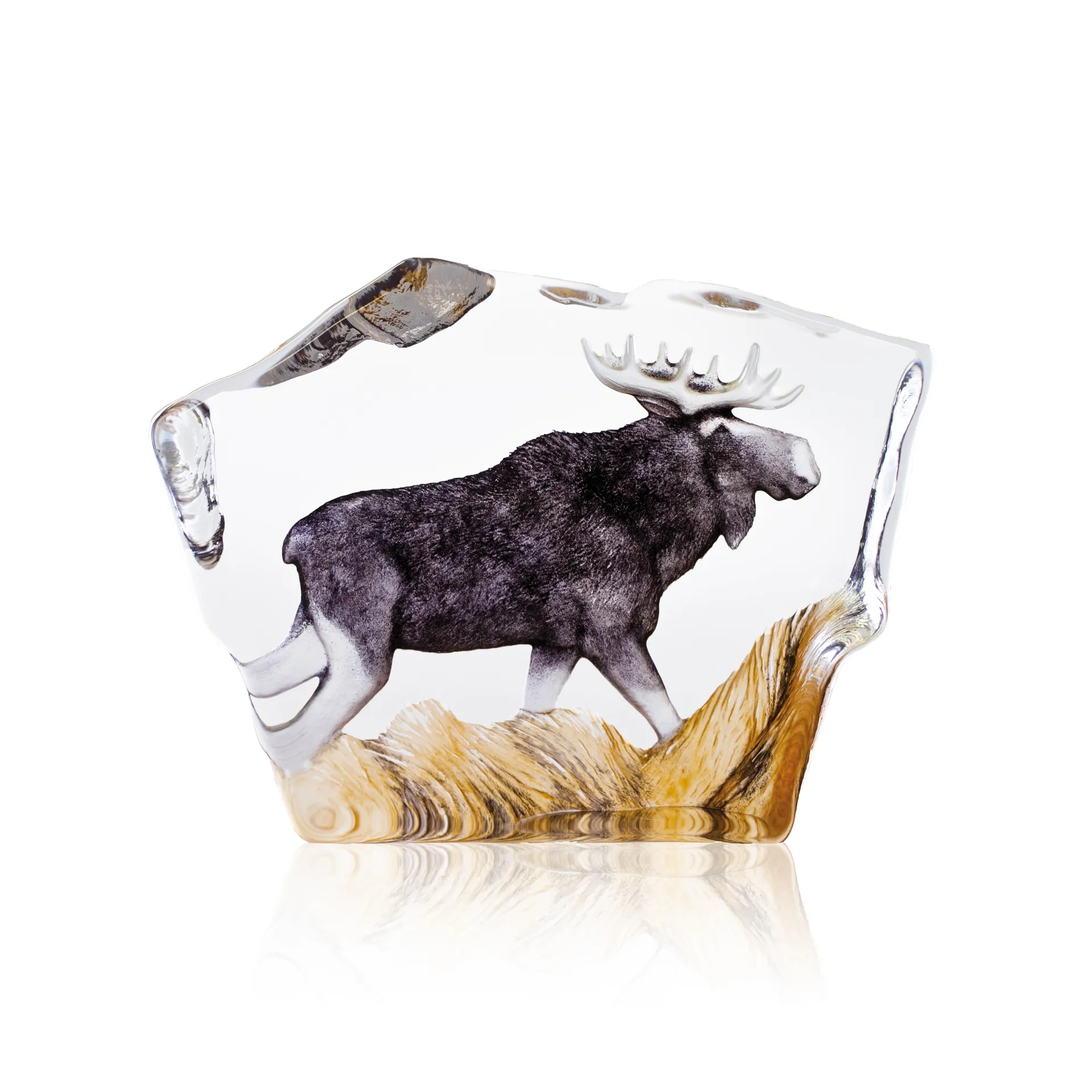 Elg glasskulptur, 12x16,5 cm Målerås Glasbruk
