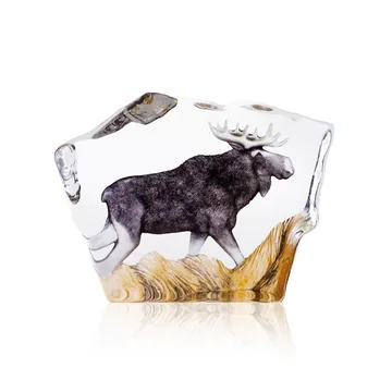 Elg glasskulptur - 12x16,5 cm - Målerås Glasbruk