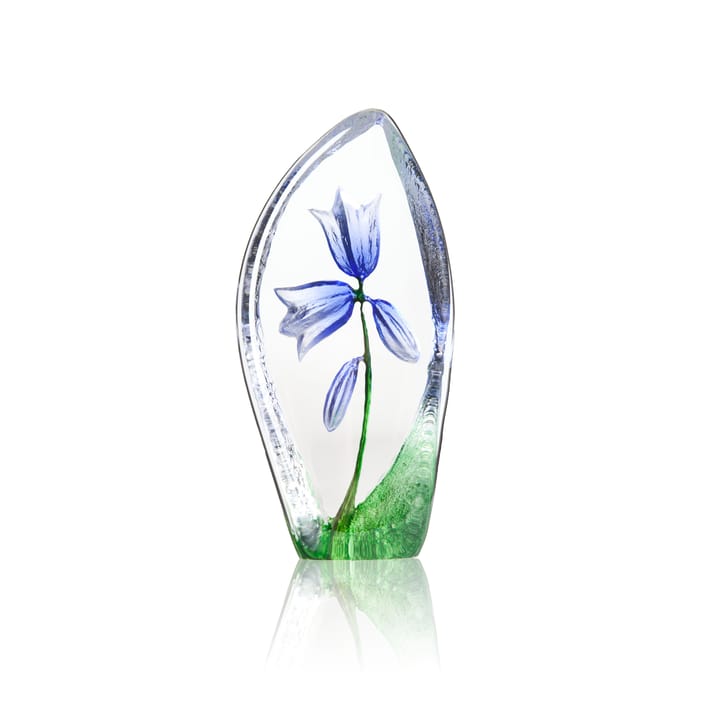 Klokkeblomst glasskulptur, Blå Målerås Glasbruk