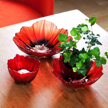 Poppy skål medium - Rød-sort - Målerås Glasbruk