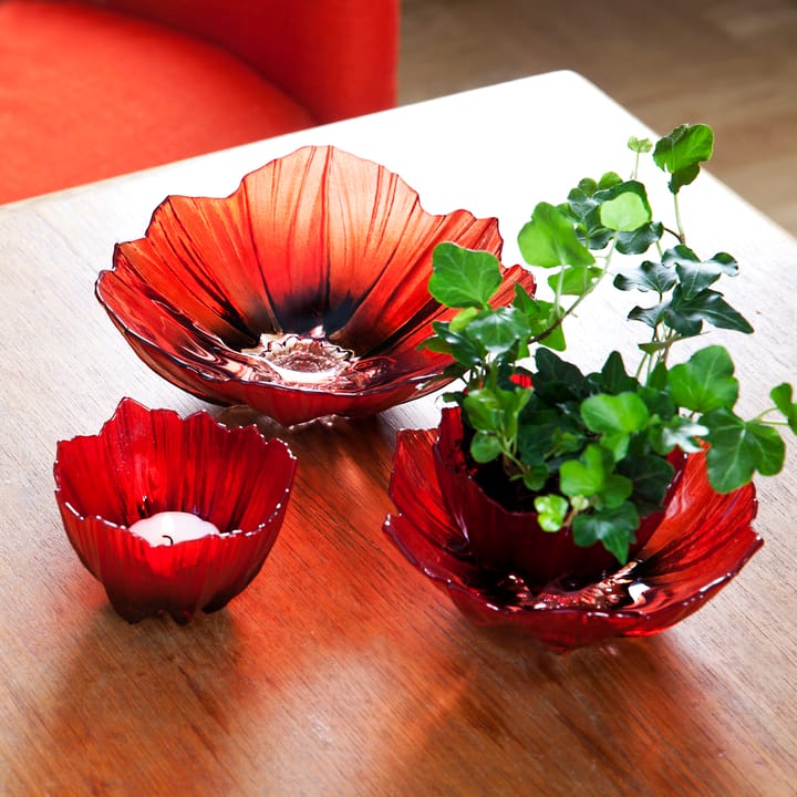 Poppy skål stor, Rød-sort Målerås Glasbruk