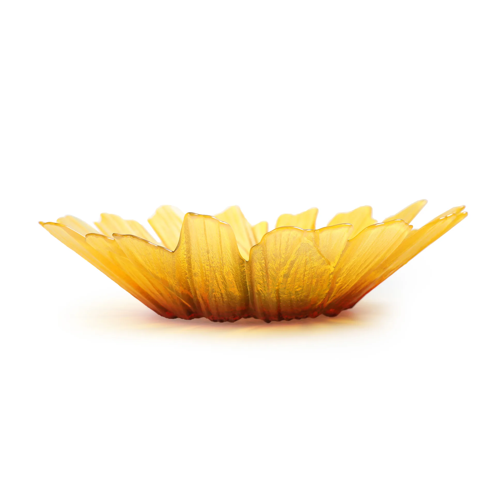 Solsikke glasskål gul, Stor Ø34 cm Målerås Glasbruk