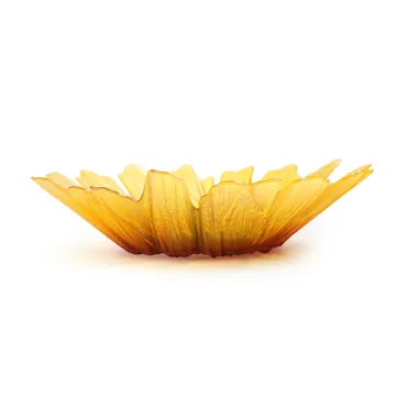 Solsikke glasskål gul - Stor Ø34 cm - Målerås Glasbruk