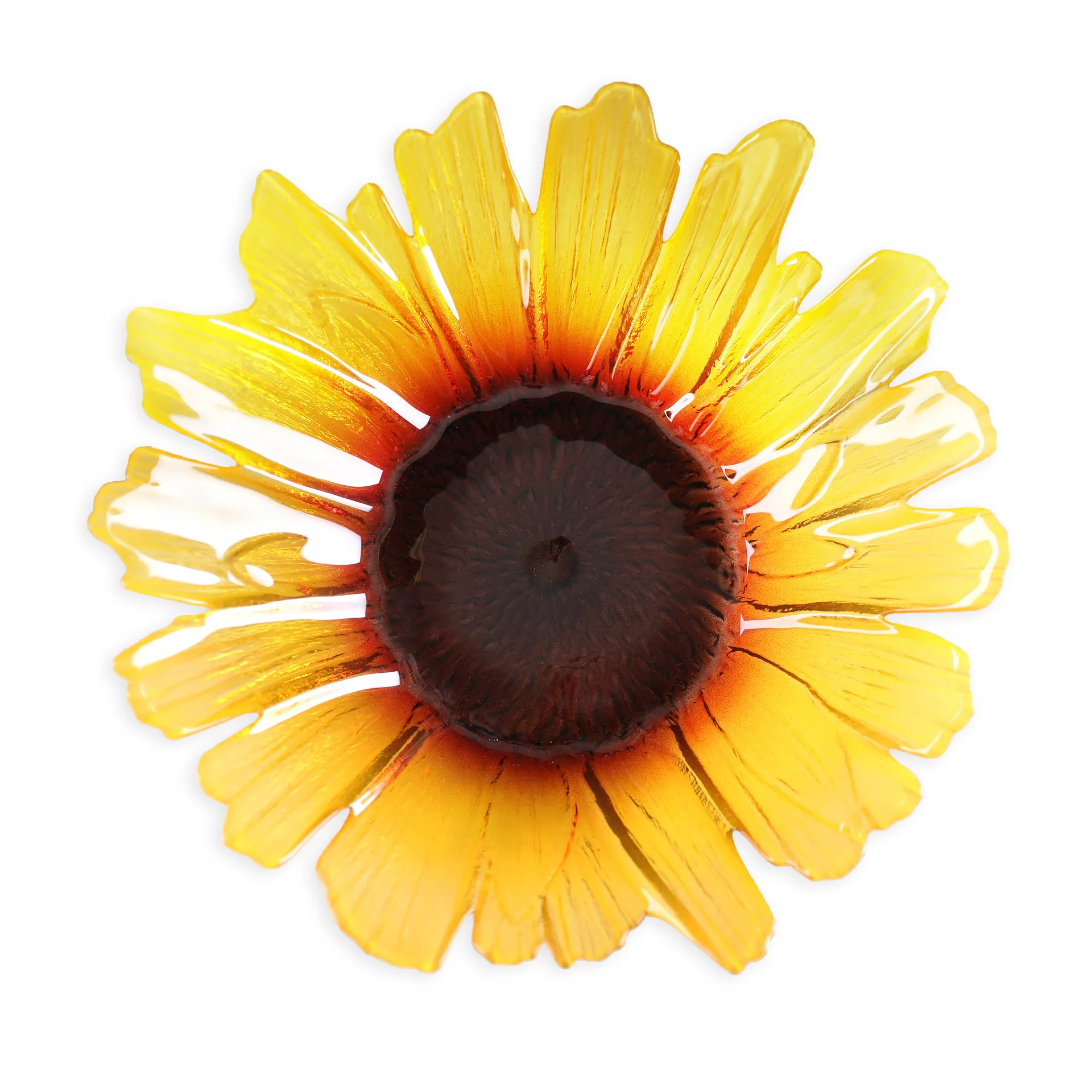 Solsikke glasskål gul, Stor Ø34 cm Målerås Glasbruk