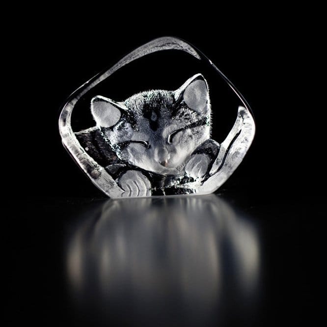 Wildlife Kat skulptur - glas - Målerås Glasbruk