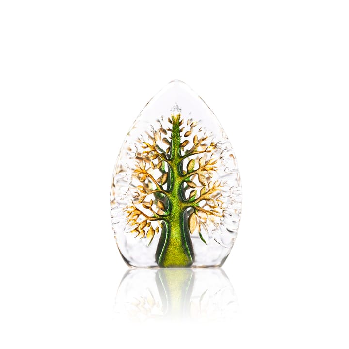 Yggdrasil glasskulptur grøn-gul - Mini - Målerås Glasbruk