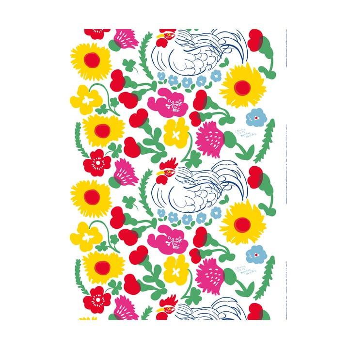 Charles stof - White-red-pink-green - Marimekko