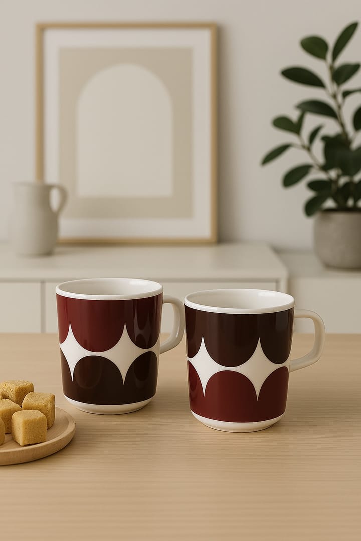 Härkä krus 25 cl 2-pak, white-dark wine-dark red Marimekko