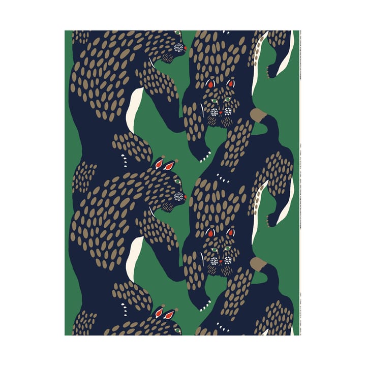 Ilves stof panama, Green-blue-light brown Marimekko