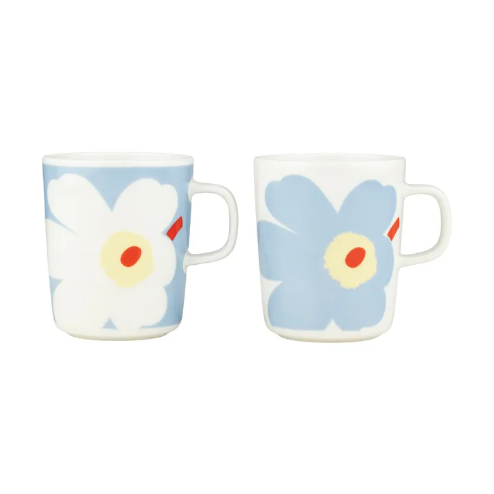 Juhla Unikko krus 25 cl 2-pak - White-light blue-sand-orange red - Marimekko