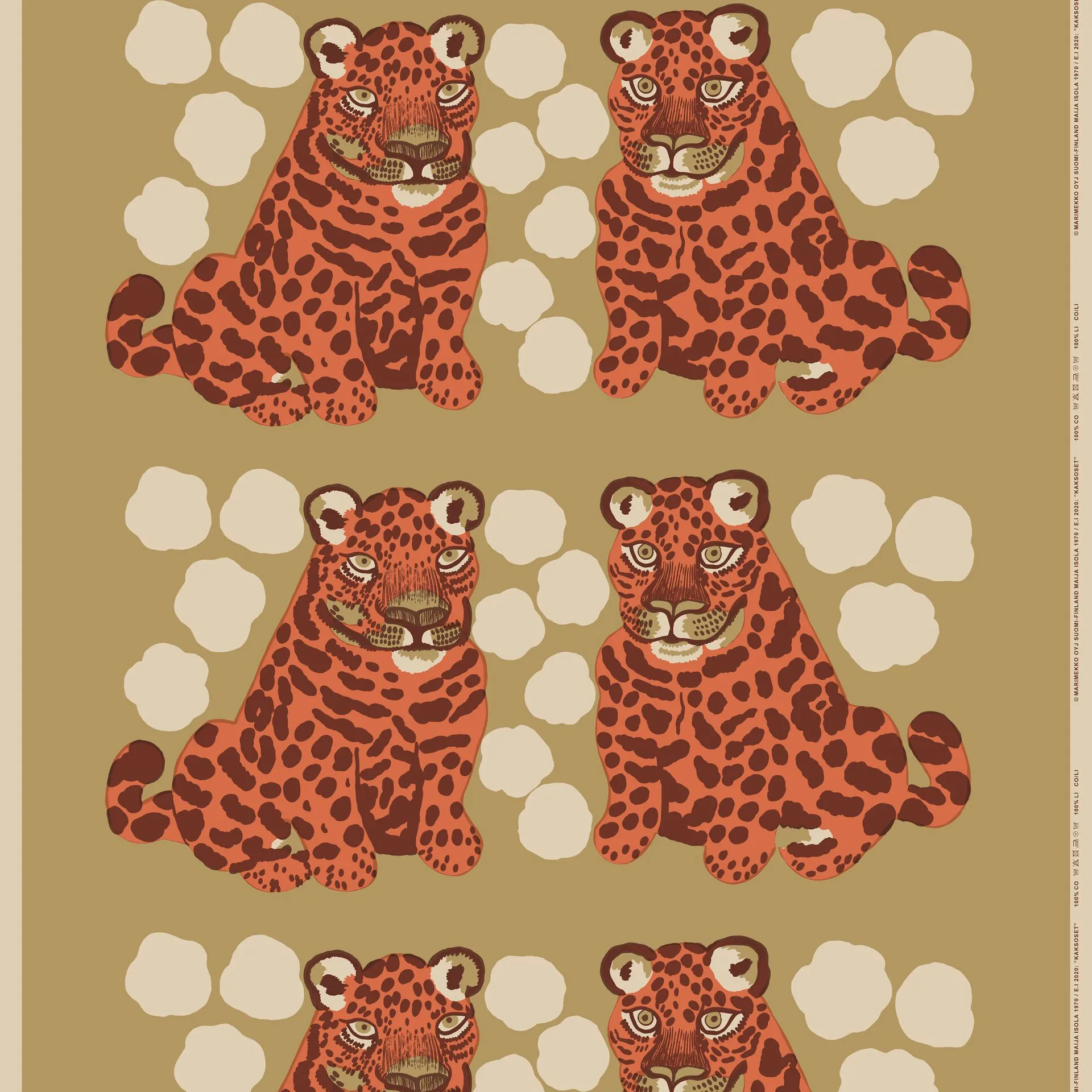 Kaksoset stof, Beige/Orange/Brun Marimekko