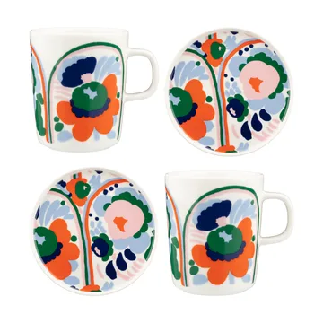 Karuselli servicesæt 4 dele - White-orange-blue-emerald - Marimekko