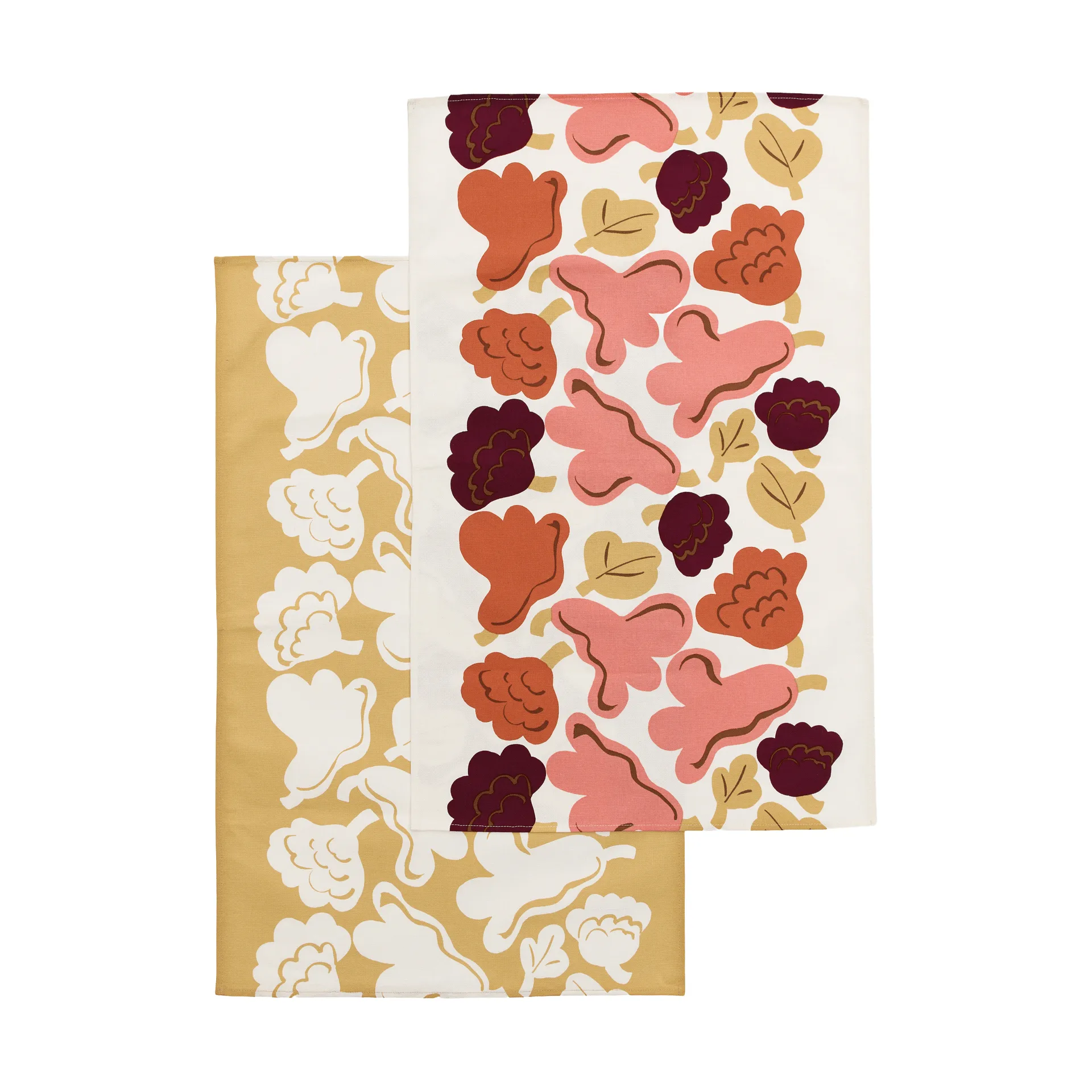 Kukasta Kukkaan køkkenhåndklæde, Off white-pink-terrac-ochre, 2-pak Marimekko