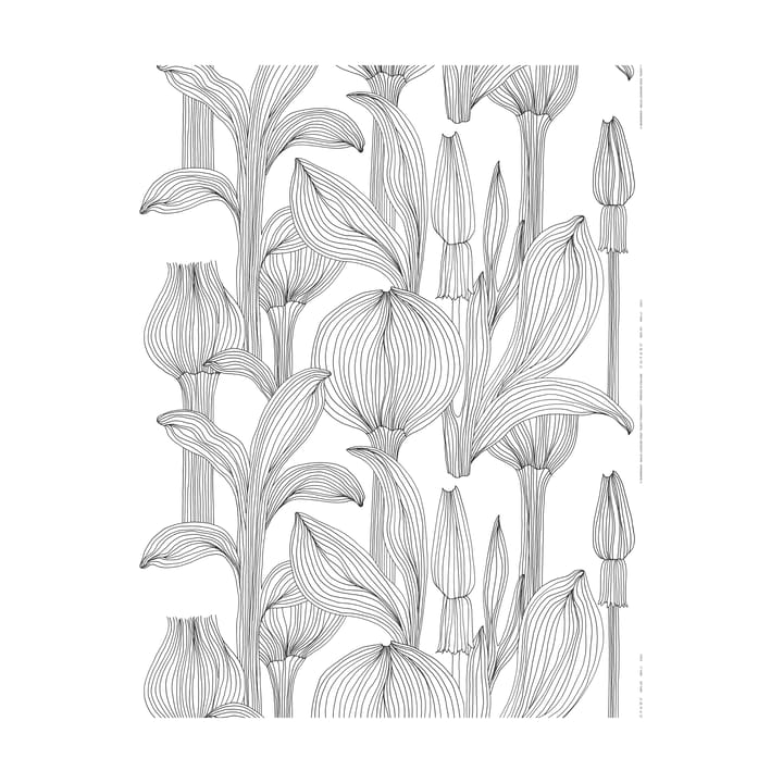 Kukat Puhkeavat bomuldsstof - White-black - Marimekko