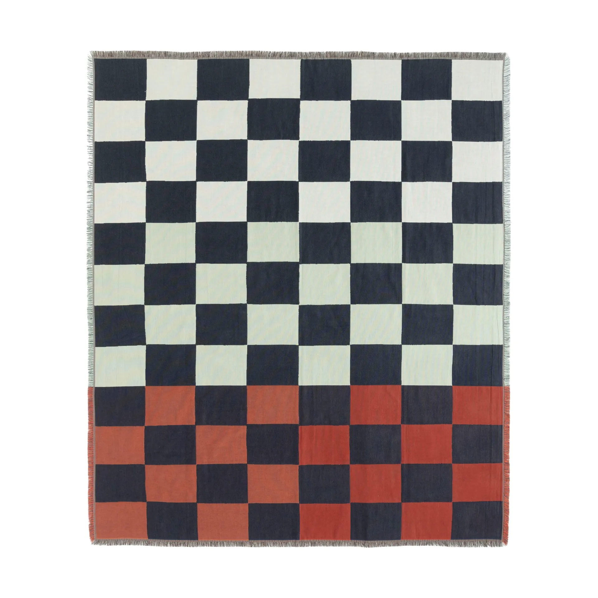 Kukko ja Kana plaid 130x170 cm, Off white- dark blue-Orange red Marimekko
