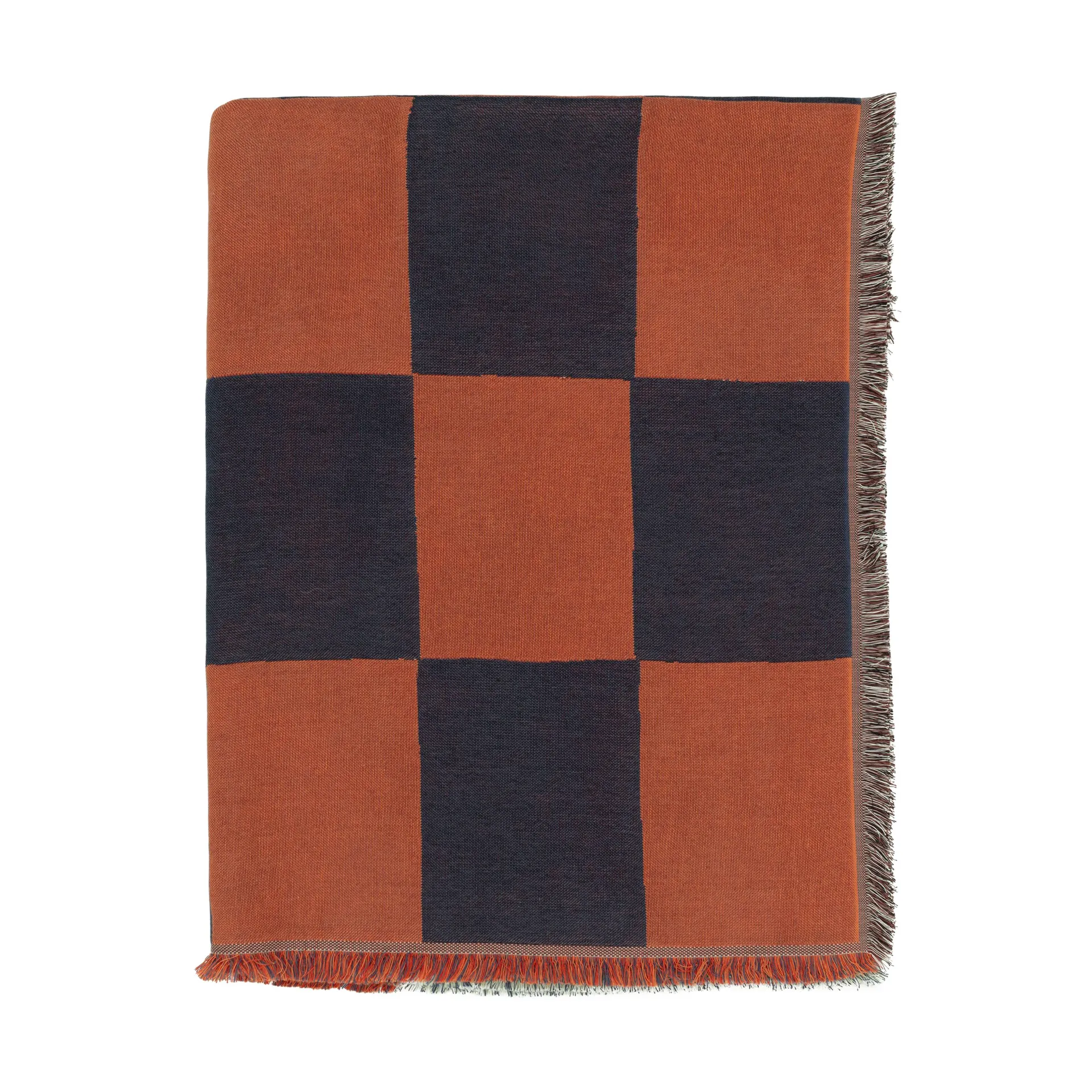 Kukko ja Kana plaid 130x170 cm, Off white- dark blue-Orange red Marimekko