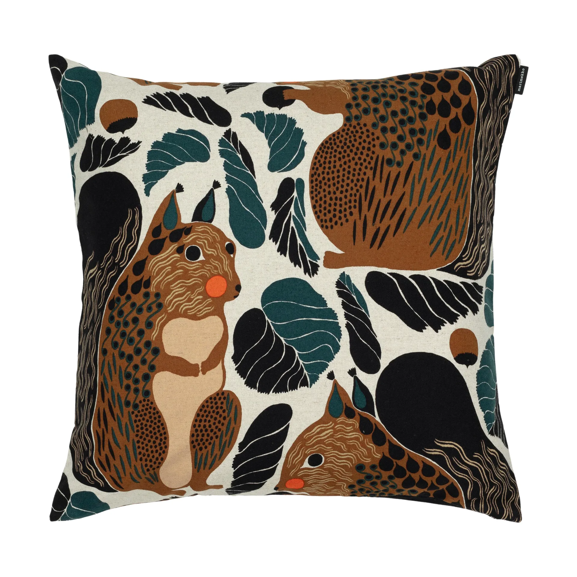 Kurre pudebetræk 50x50 cm, Linen-brown-black-red Marimekko