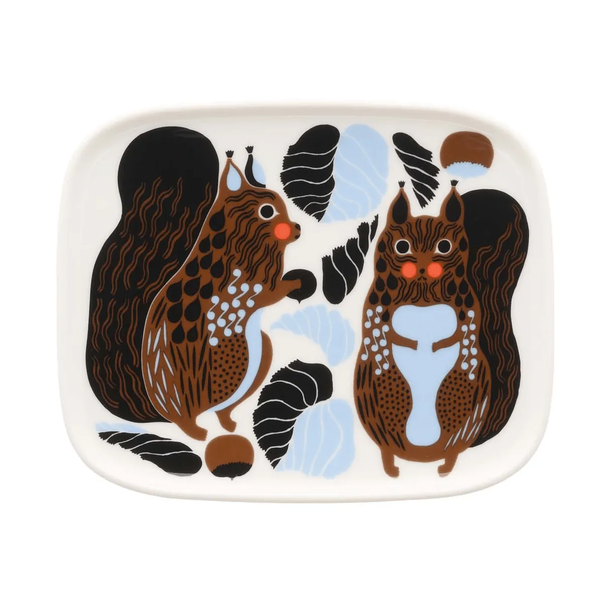 Kurre tallerken, White-brown-black-light blue Marimekko