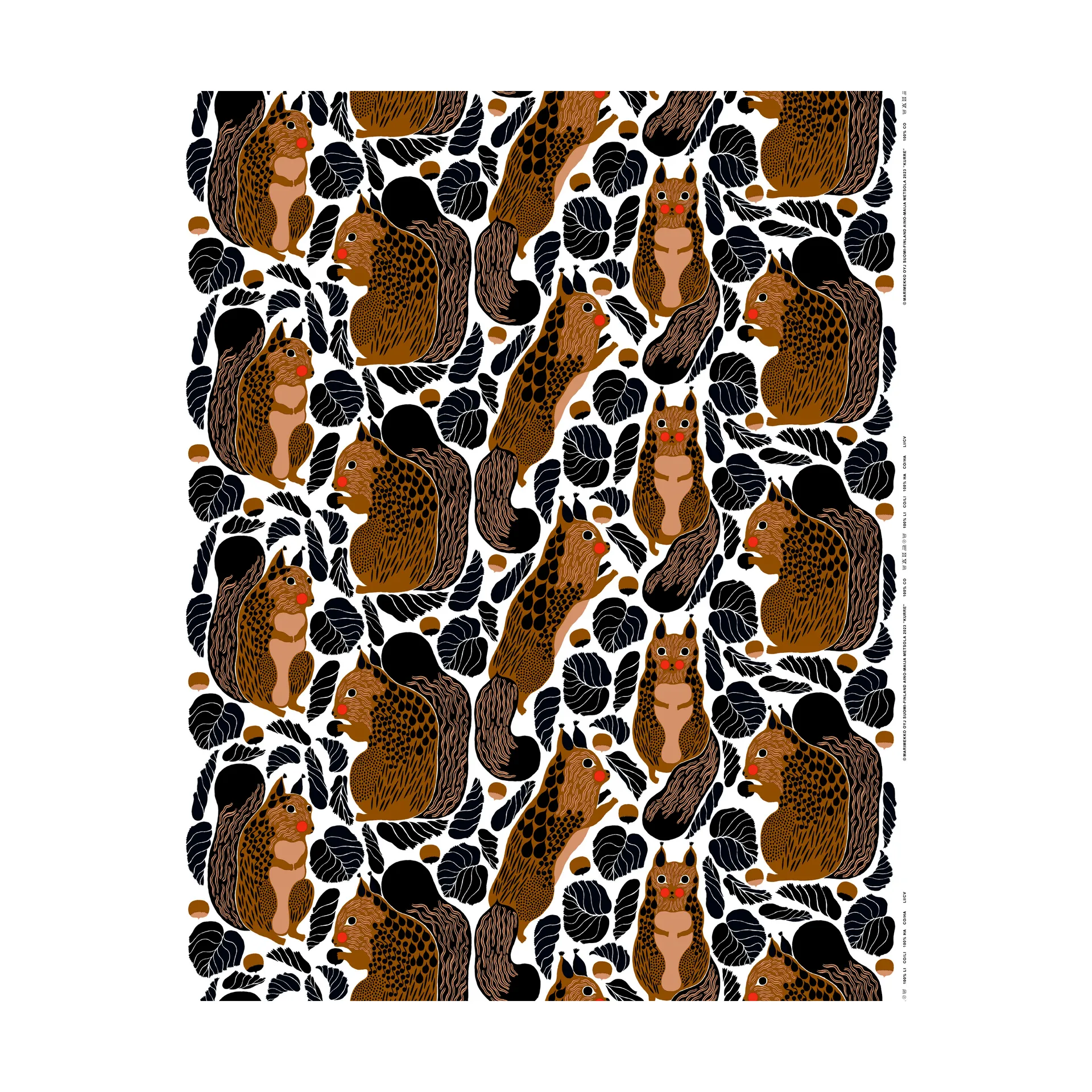 Kurre voksdug, White-brown-black-red Marimekko