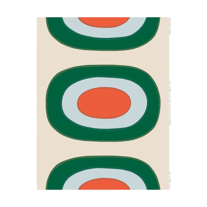 Melooni stof bomuld - Off white-green-l. blue-orange - Marimekko