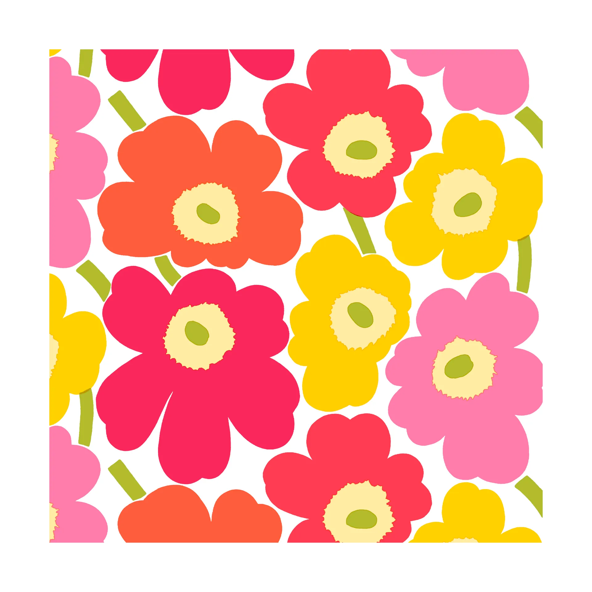 Mini Unikko servietter 20-pak, Pink-yellow Marimekko