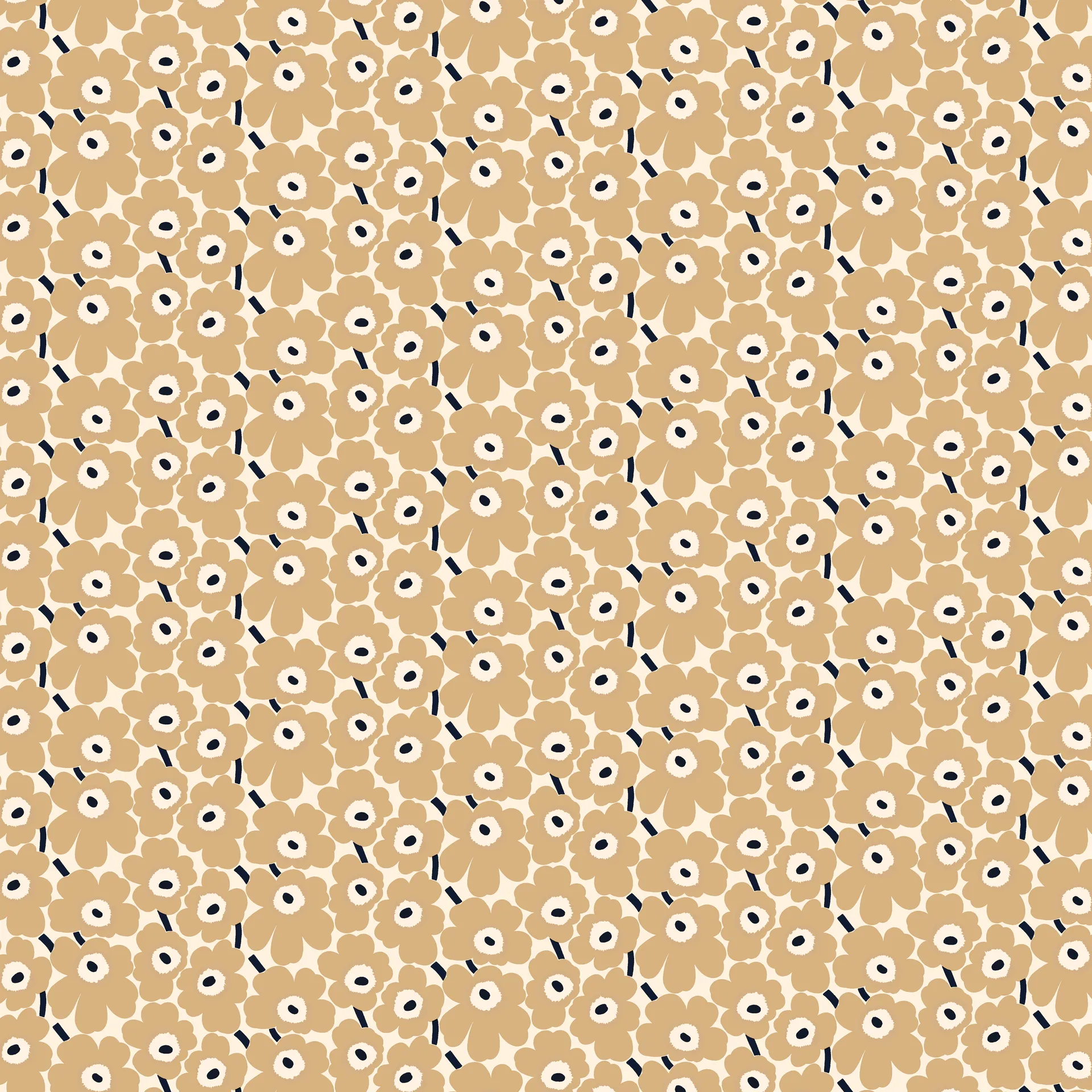 Mini Unikko stof, Naturhvid-beige-blå Marimekko