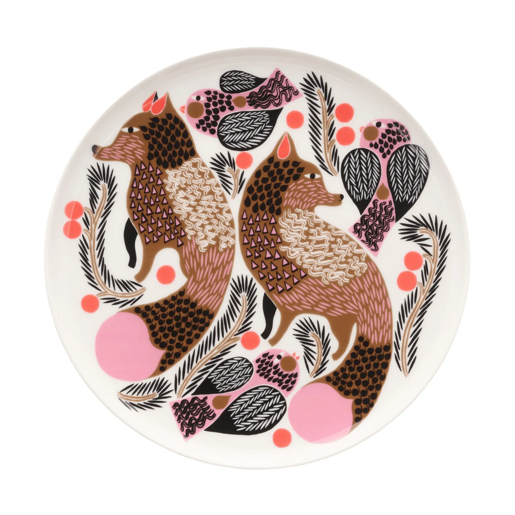 Oiva Ketunmarja tallerken Ø20 cm, White-bronze-pink-petrol Marimekko