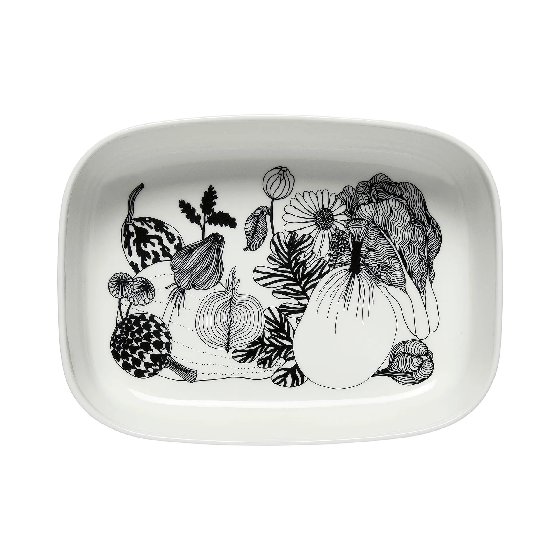 Oiva Siirtolapuutarha serveringsskål, Hvid-sort Marimekko