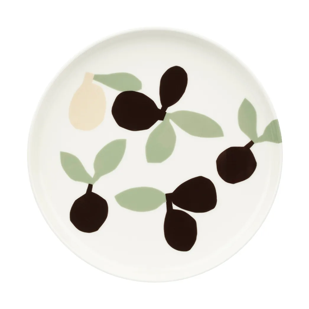 Omppo asiet, White, sage, black, brown, linen, 20 cm Marimekko
