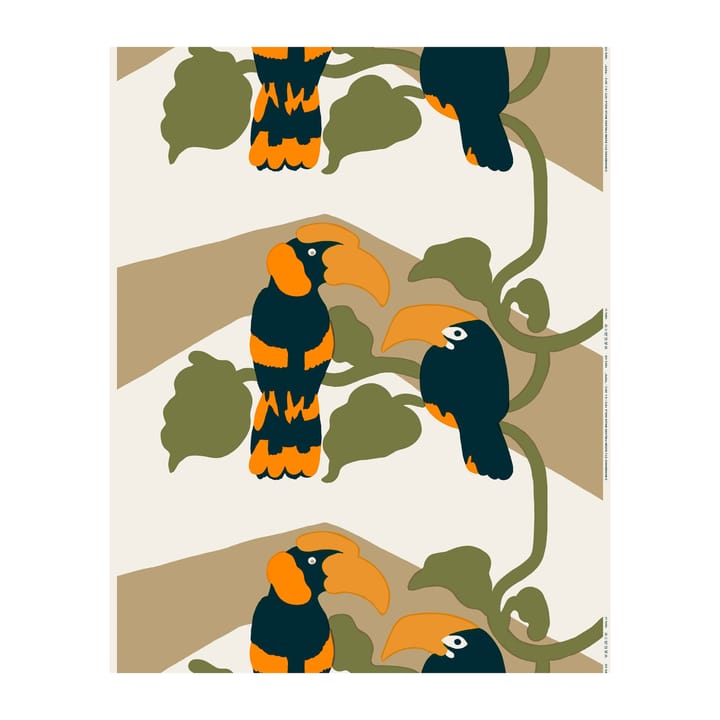 Pepe stof, Offwhite/Brun/Orange Marimekko