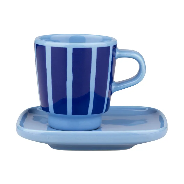 Piccolo espressokop med underkop - Light blue-blue, 5 cl - Marimekko