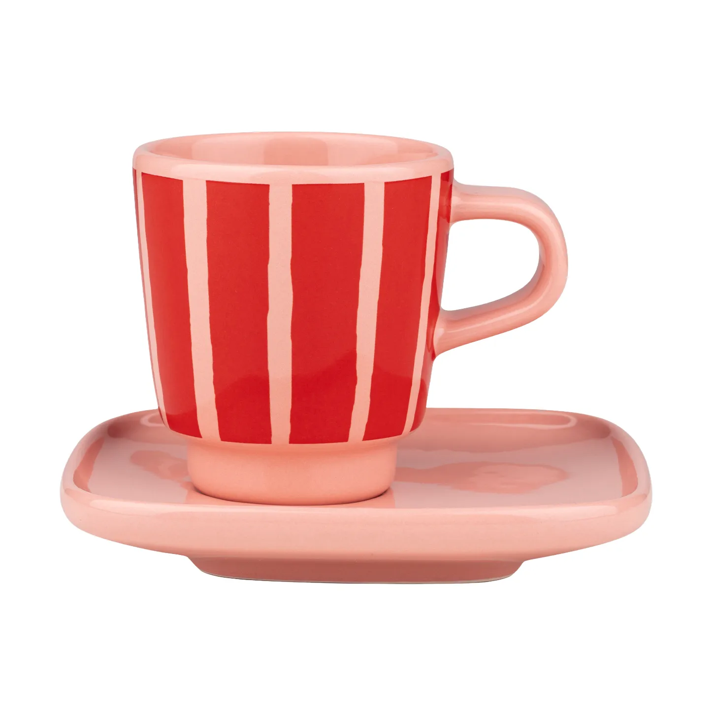 Piccolo espressokop med underkop, Salmon red-orange red, 5 cl Marimekko