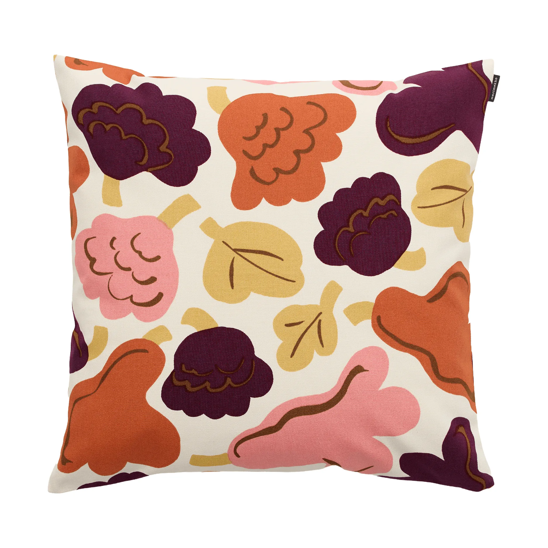 Pieni Kukasta Kukkaan pudebetræk, Off white-plum-pink-terracotta, 50x50 cm Marimekko