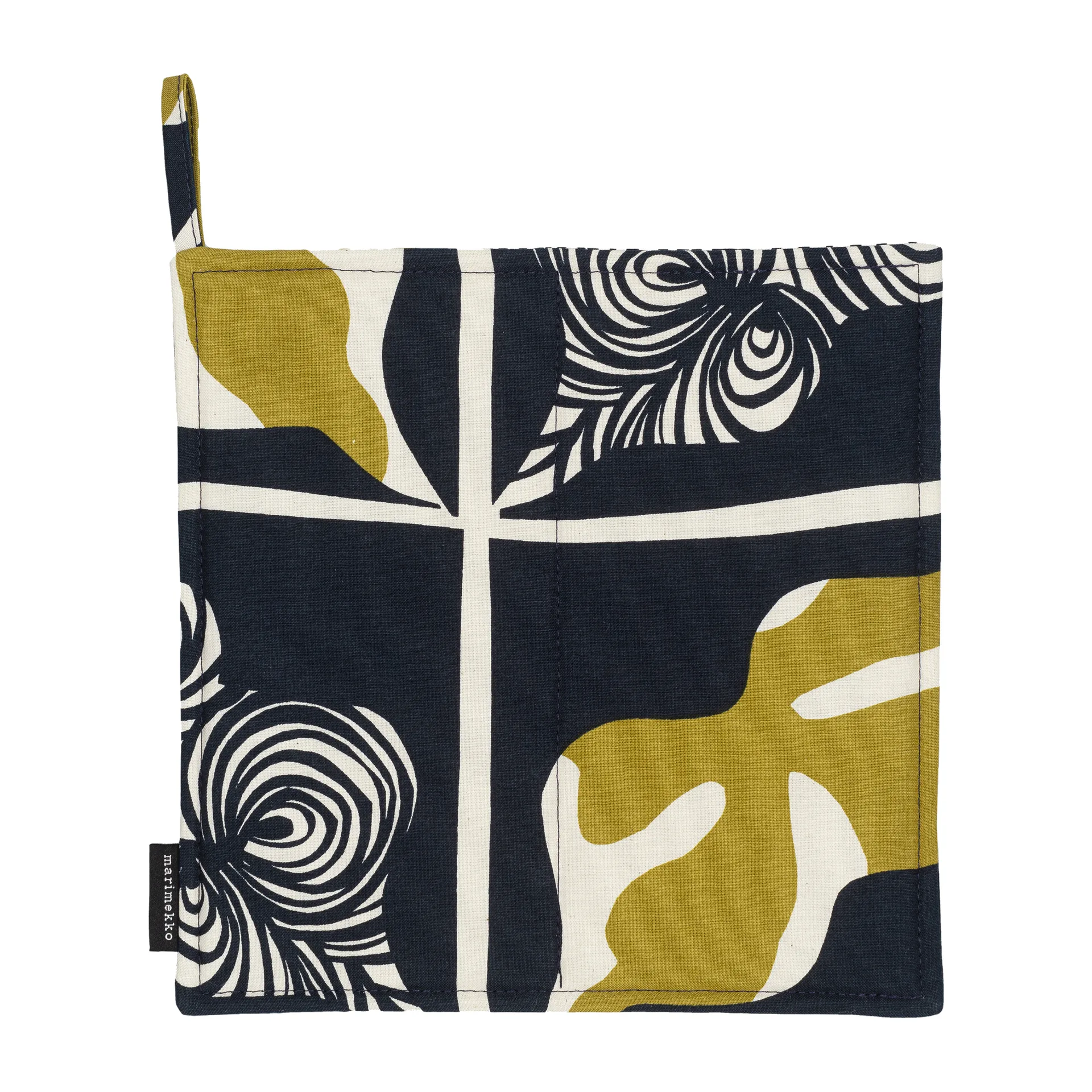 Pieni Rukinlapa grydelapper, mørkeblå-grøn-hvid Marimekko